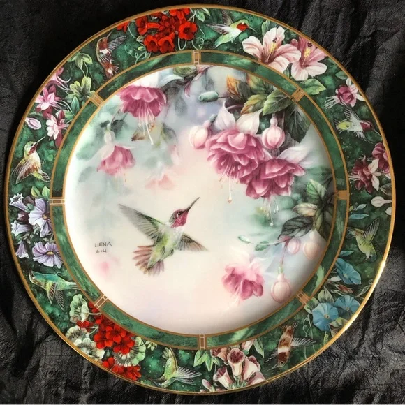 Collectible Decorative Plates: Lena Liu’s Hummingbird Treasury Set of 6 - Picture 3 of 17